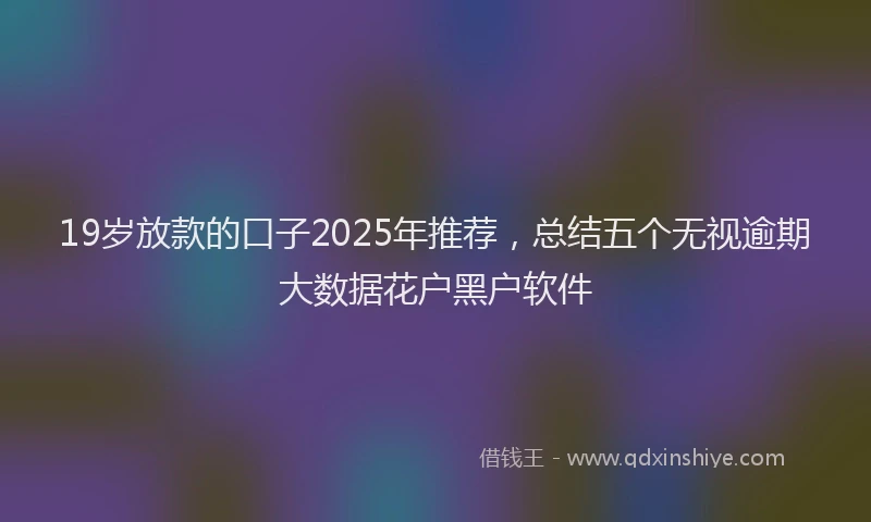 19岁放款的口子2025年推荐，总结五个无视逾期大数据花户黑户软件