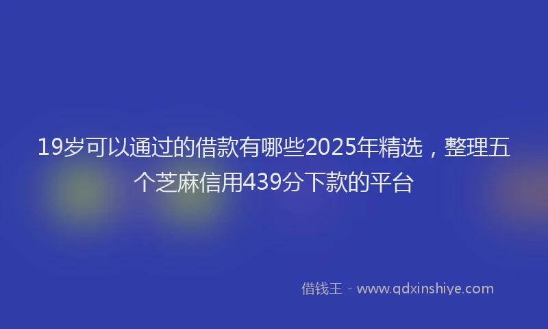 19岁可以通过的借款有哪些2025年精选，整理五个芝麻信用439分下款的平台