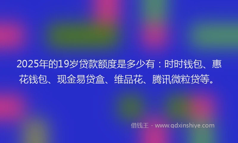 2025年的19岁贷款额度是多少有：时时钱包、惠花钱包、现金易贷盒、维品花、腾讯微粒贷等。