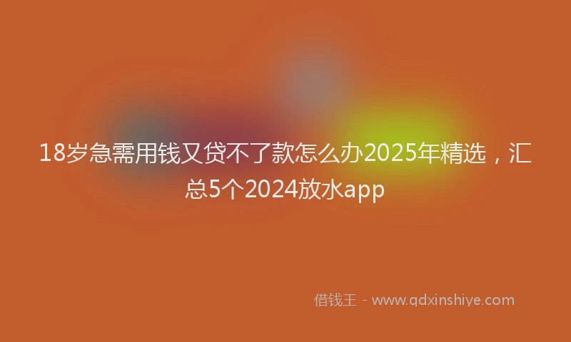 18岁急需用钱又贷不了款怎么办2025年精选，汇总5个2024放水app