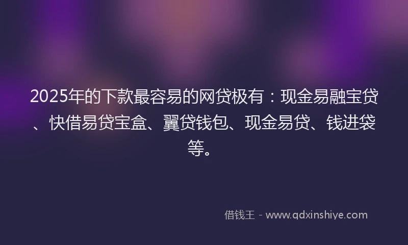 2025年的下款最容易的网贷极有：现金易融宝贷、快借易贷宝盒、翼贷钱包、现金易贷、钱进袋等。