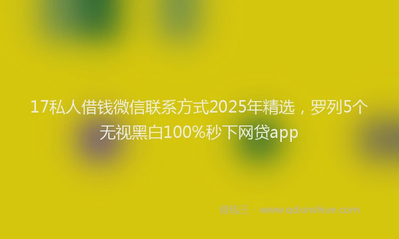17私人借钱微信联系方式2025年精选，罗列5个无视黑白100%秒下网贷app