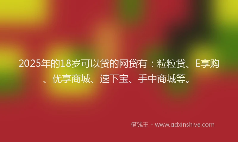 2025年的18岁可以贷的网贷有：粒粒贷、E享购、优享商城、速下宝、手中商城等。