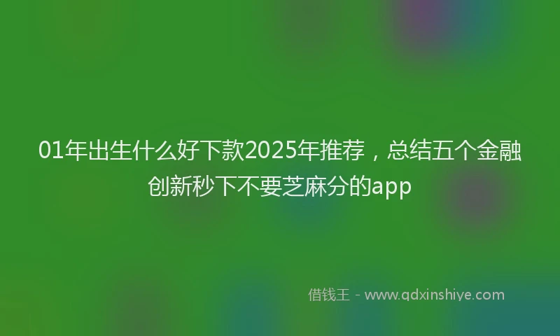 01年出生什么好下款2025年推荐，总结五个金融创新秒下不要芝麻分的app
