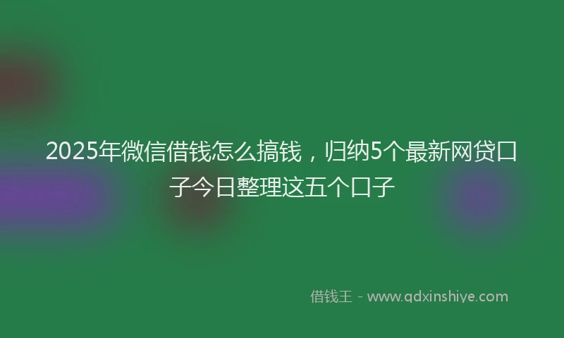 2025年微信借钱怎么搞钱，归纳5个最新网贷口子今日整理这五个口子