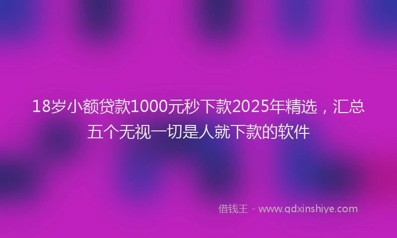 18岁小额贷款1000元秒下款2025年精选，汇总五个无视一切是人就下款的软件