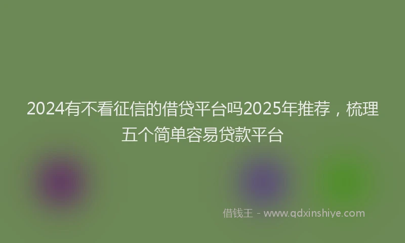 2024有不看征信的借贷平台吗2025年推荐，梳理五个简单容易贷款平台