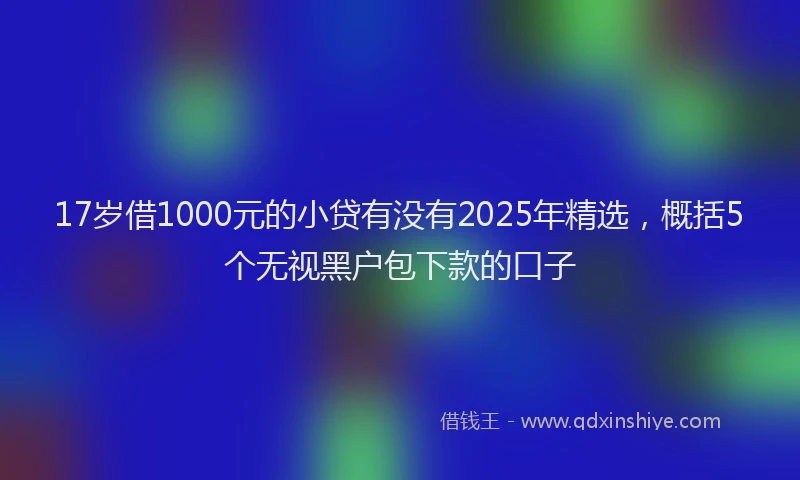 17岁借1000元的小贷有没有2025年精选，概括5个无视黑户包下款的口子