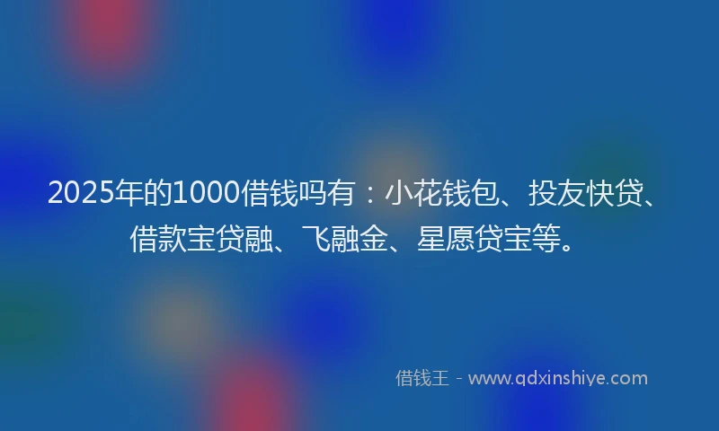 2025年的1000借钱吗有：小花钱包、投友快贷、借款宝贷融、飞融金、星愿贷宝等。