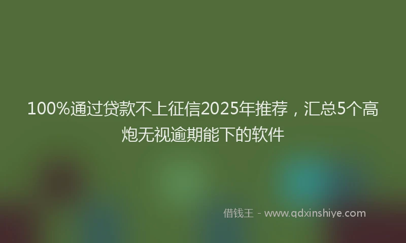 100%通过贷款不上征信2025年推荐，汇总5个高炮无视逾期能下的软件