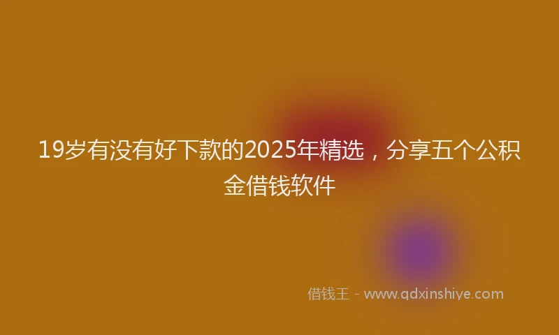 19岁有没有好下款的2025年精选，分享五个公积金借钱软件