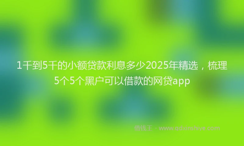 1千到5千的小额贷款利息多少2025年精选，梳理5个5个黑户可以借款的网贷app
