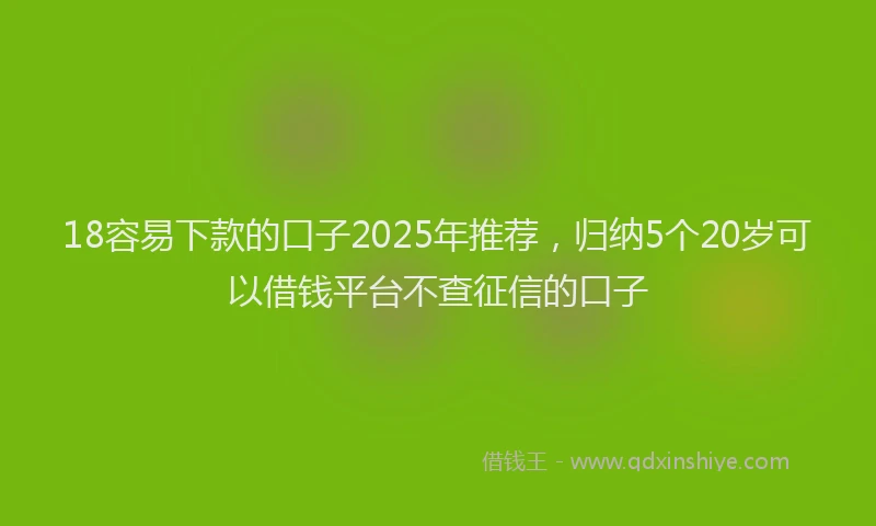 18容易下款的口子2025年推荐，归纳5个20岁可以借钱平台不查征信的口子