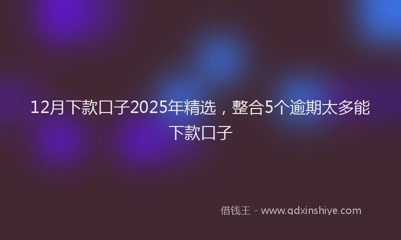 12月下款口子2025年精选，整合5个逾期太多能下款口子