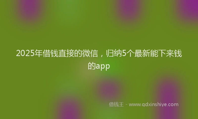 2025年借钱直接的微信，归纳5个最新能下来钱的app