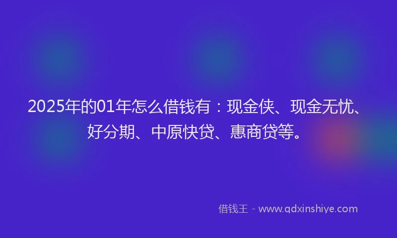 2025年的01年怎么借钱有：现金侠、现金无忧、好分期、中原快贷、惠商贷等。