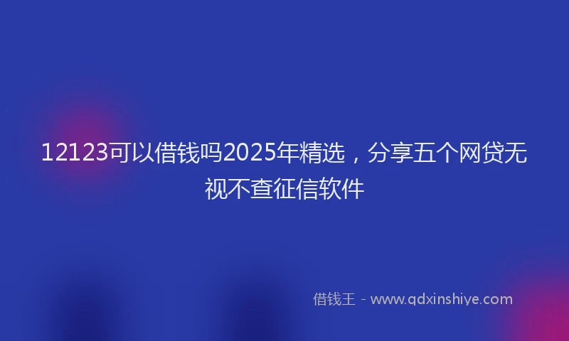 12123可以借钱吗2025年精选，分享五个网贷无视不查征信软件