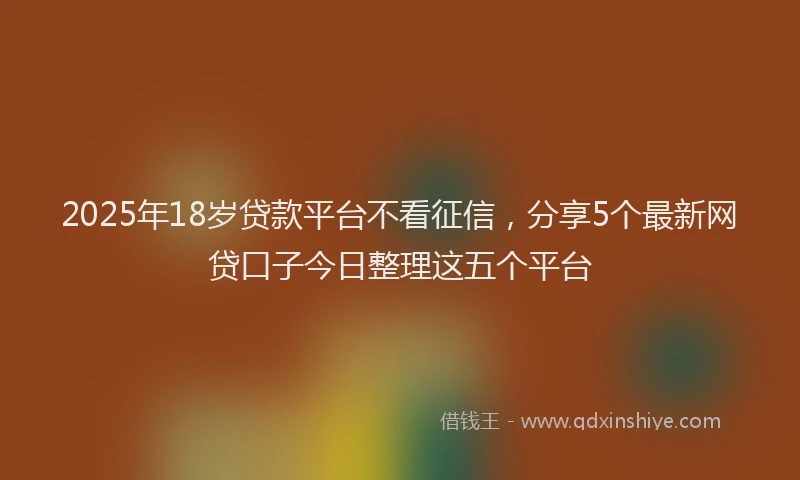 2025年18岁贷款平台不看征信，分享5个最新网贷口子今日整理这五个平台