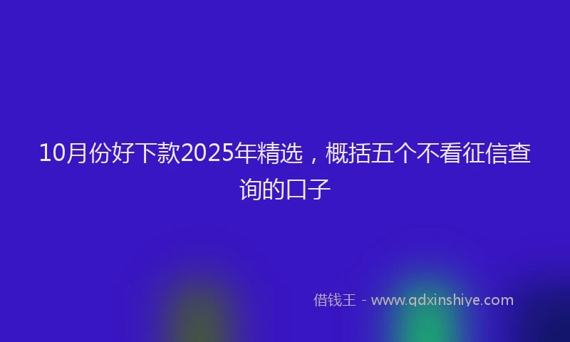 10月份好下款2025年精选，概括五个不看征信查询的口子