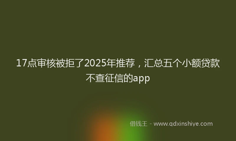 17点审核被拒了2025年推荐，汇总五个小额贷款不查征信的app