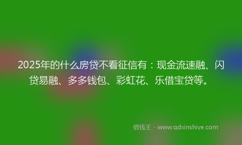 2025年的什么房贷不看征信有：现金流速融、闪贷易融、多多钱包、彩虹花、乐借宝贷等。