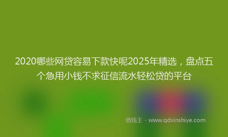 2020哪些网贷容易下款快呢2025年精选，盘点五个急用小钱不求征信流水轻松贷的平台