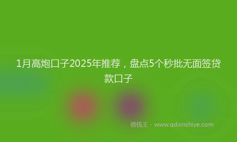 1月高炮口子2025年推荐，盘点5个秒批无面签贷款口子