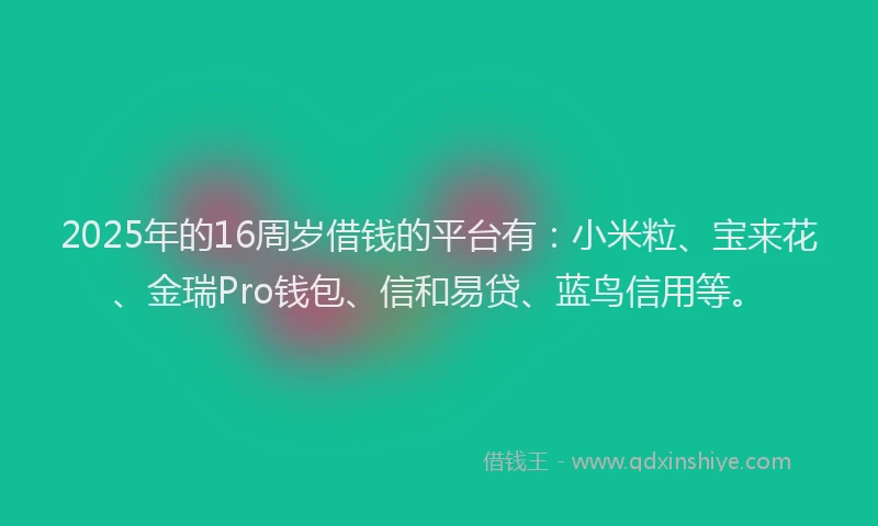 2025年的16周岁借钱的平台有：小米粒、宝来花、金瑞Pro钱包、信和易贷、蓝鸟信用等。