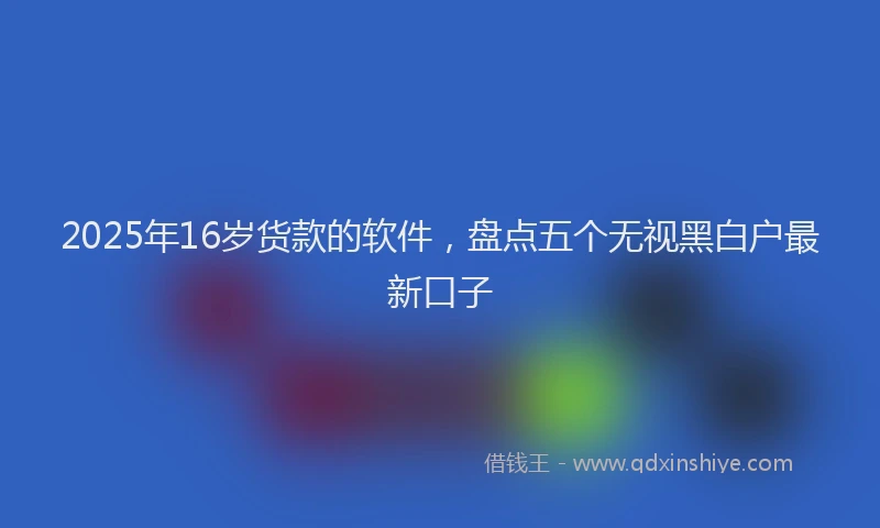 2025年16岁货款的软件，盘点五个无视黑白户最新口子
