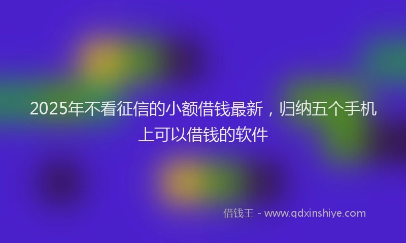 2025年不看征信的小额借钱最新，归纳五个手机上可以借钱的软件