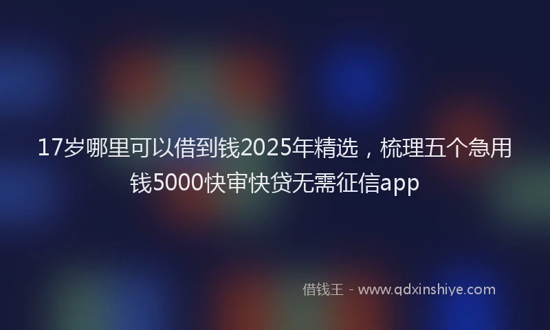 17岁哪里可以借到钱2025年精选，梳理五个急用钱5000快审快贷无需征信app