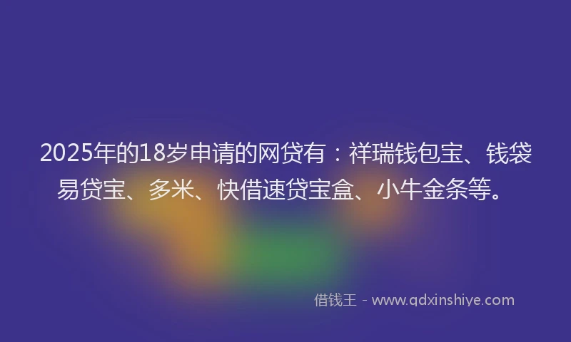 2025年的18岁申请的网贷有：祥瑞钱包宝、钱袋易贷宝、多米、快借速贷宝盒、小牛金条等。