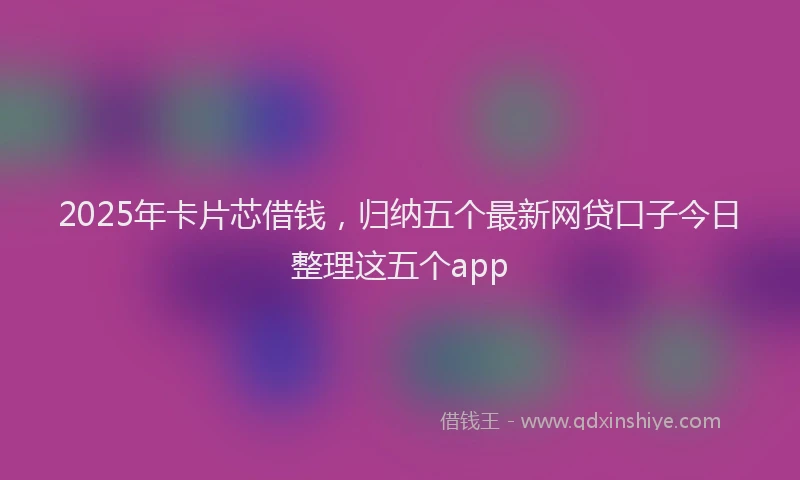 2025年卡片芯借钱，归纳五个最新网贷口子今日整理这五个app