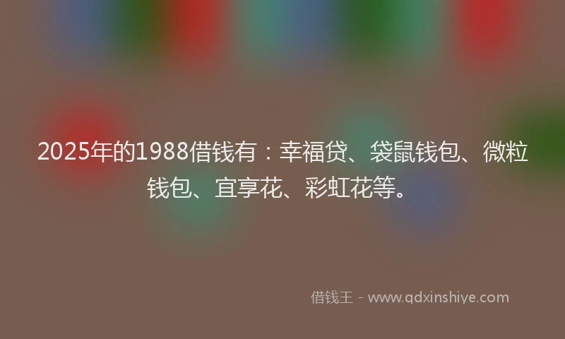 2025年的1988借钱有：幸福贷、袋鼠钱包、微粒钱包、宜享花、彩虹花等。