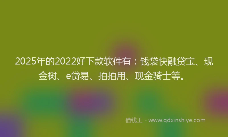2025年的2022好下款软件有：钱袋快融贷宝、现金树、e贷易、拍拍用、现金骑士等。