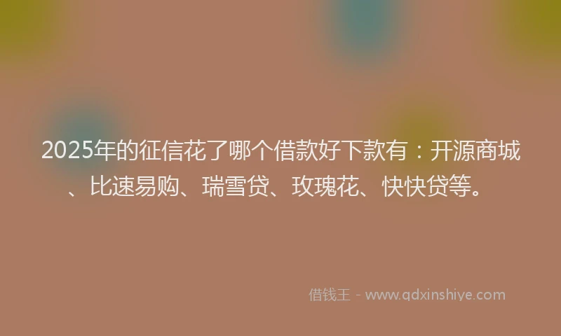 2025年的征信花了哪个借款好下款有：开源商城、比速易购、瑞雪贷、玫瑰花、快快贷等。
