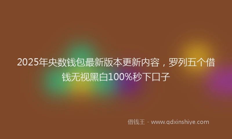 2025年央数钱包最新版本更新内容，罗列五个借钱无视黑白100%秒下口子