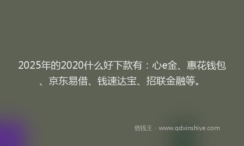 2025年的2020什么好下款有：心e金、惠花钱包、京东易借、钱速达宝、招联金融等。