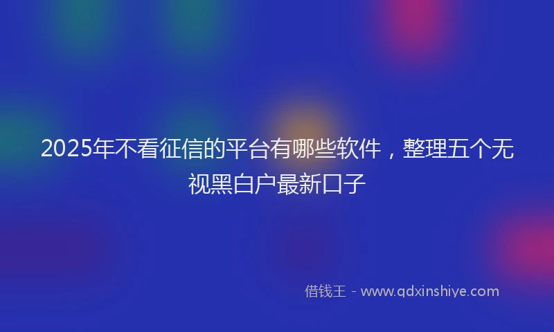 2025年不看征信的平台有哪些软件，整理五个无视黑白户最新口子