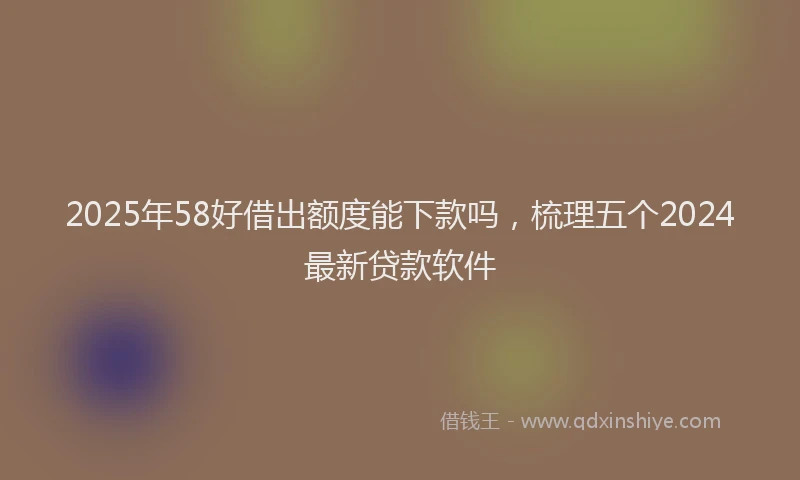 2025年58好借出额度能下款吗，梳理五个2024最新贷款软件