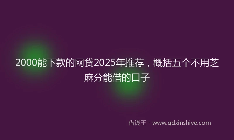 2000能下款的网贷2025年推荐，概括五个不用芝麻分能借的口子