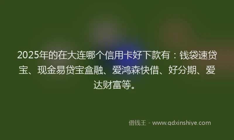 2025年的在大连哪个信用卡好下款有：钱袋速贷宝、现金易贷宝盒融、爱鸿森快借、好分期、爱达财富等。