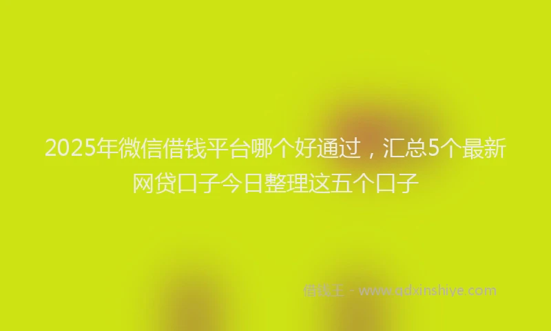 2025年微信借钱平台哪个好通过，汇总5个最新网贷口子今日整理这五个口子