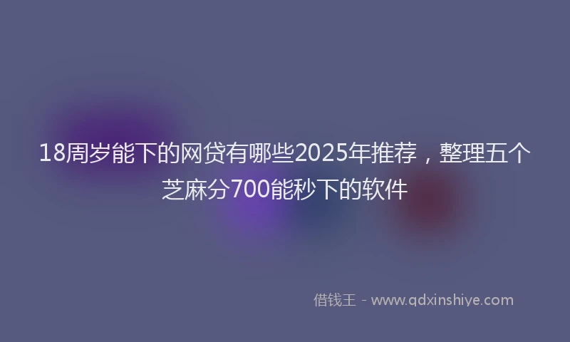 18周岁能下的网贷有哪些2025年推荐，整理五个芝麻分700能秒下的软件
