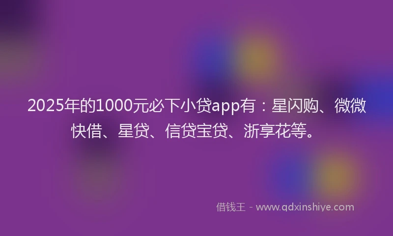2025年的1000元必下小贷app有：星闪购、微微快借、星贷、信贷宝贷、浙享花等。