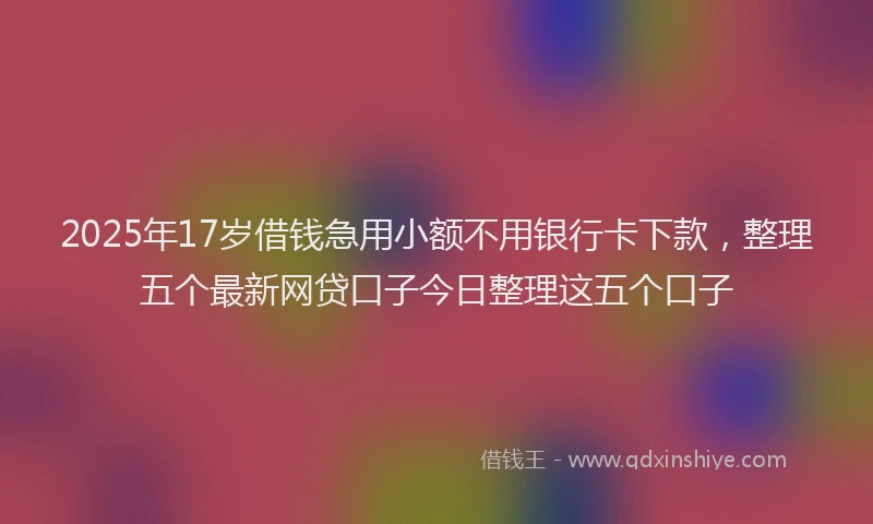 2025年17岁借钱急用小额不用银行卡下款，整理五个最新网贷口子今日整理这五个口子