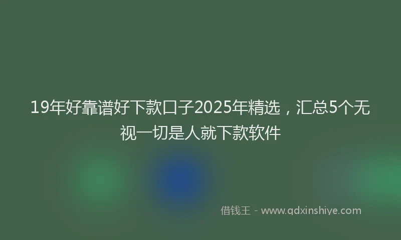 19年好靠谱好下款口子2025年精选，汇总5个无视一切是人就下款软件