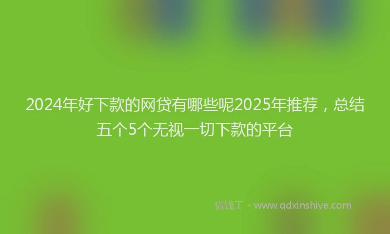 2024年好下款的网贷有哪些呢2025年推荐，总结五个5个无视一切下款的平台