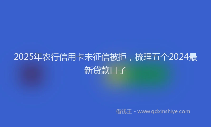 2025年农行信用卡未征信被拒，梳理五个2024最新贷款口子