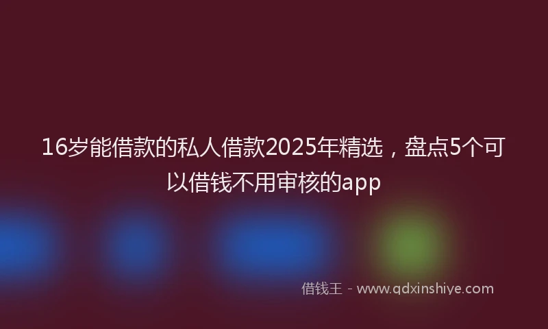 16岁能借款的私人借款2025年精选，盘点5个可以借钱不用审核的app